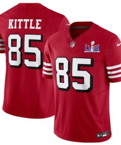 Men's San Francisco 49ers #85 George Kittle New Red 2024 F.U.S.E. Super Bowl LVIII Patch Vapor Untouchable Limited Football Stitched Jersey