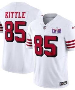 Men's San Francisco 49ers #85 George Kittle New White 2024 F.U.S.E. Super Bowl LVIII Patch Vapor Untouchable Limited Football Stitched Jersey