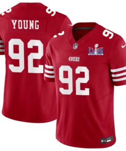 Men's San Francisco 49ers #92 Chase Young Red 2024 F.U.S.E. Super Bowl LVIII Patch Vapor Untouchable Limited Football Stitched Jersey