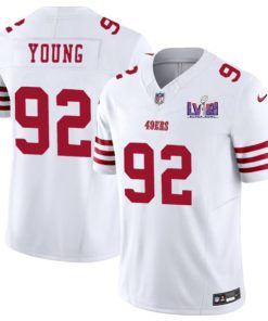 Men's San Francisco 49ers #92 Chase Young White 2024 F.U.S.E. Super Bowl LVIII Patch Vapor Untouchable Limited Football Stitched Jersey
