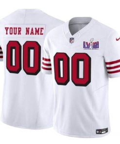 Men's San Francisco 49ers Active Player Custom New White 2024 F.U.S.E. Super Bowl LVIII Patch Vapor Untouchable Limited Football Stitched Jersey