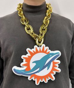 Miami Dolphins Throwback GOLD Big Jumbo Fan Chain Necklace