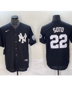 Yankees 22 Soto Black Cool Base Men Jersey