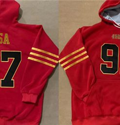 Men's San Francisco 49ers Customized Red Gold 75th Anniversary Alternate Pullover Hoodie