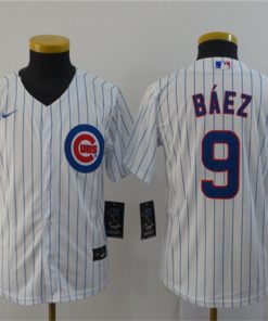 Youth Chicago Cubs White #9 Javier Baez Stitched  Jersey