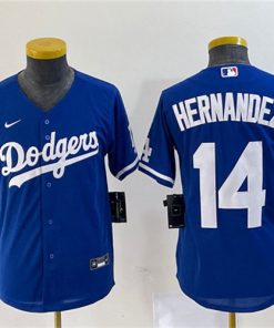 Youth Los Angeles Dodgers #14 Enrique Hernandez Blue Stitched Cool Base Jersey