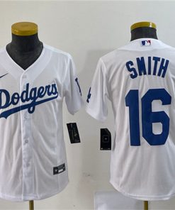 Youth Los Angeles Dodgers #16 Will Smith White Stitched Cool Base Jersey
