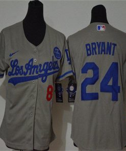 Youth Los Angeles Dodgers #24 Kobe Bryant Grey KB Patch Stitched Jersey
