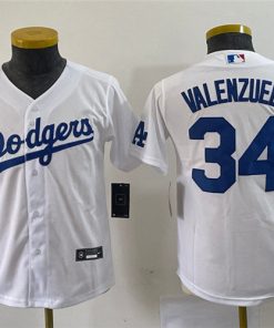 Youth Los Angeles Dodgers #34 Fernando Valenzuela White Stitched Cool Base Jersey
