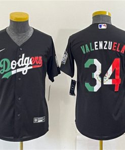 Youth Los Angeles Dodgers #34 Toro Valenzuela Mexico Black Cool Base Stitched Baseball Jersey