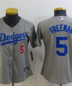 Youth Los Angeles Dodgers #5 Freddie Freeman Grey Jersey