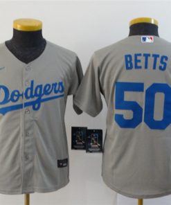 Youth Los Angeles Dodgers #50 Mookie Betts Gray Stitched Jersey