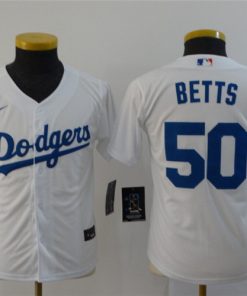 Youth Los Angeles Dodgers #50 Mookie Betts White Stitched Jersey
