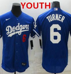 Youth Los Angeles Dodgers #6 Trea Turner Blue Stitched Jersey