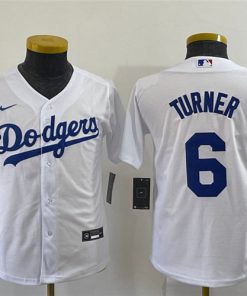 Youth Los Angeles Dodgers #6 Trea Turner White Stitched Jersey