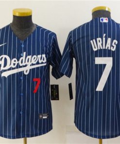 Youth Los Angeles Dodgers #7 Julio Urias Navy Blue Pinstripe Stitched Jersey
