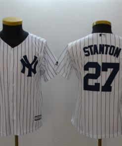 Youth New York Yankees #27 Giancarlo Stanton White Cool Base Stitched  Jersey