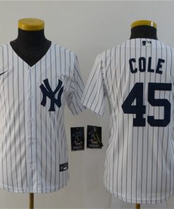 Youth New York Yankees #45 Gerrit Cole White Cool Base Stitched Jersey