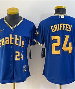Youth Seattle Mariners #24 Ken Griffey Jr. Royal 2023 City Connect With Patch Stitched Baseball Jersey