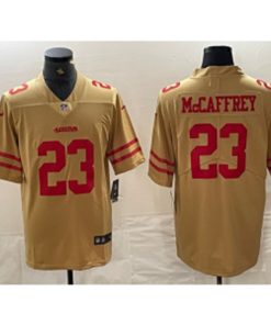 49ers 23 Christian McCaffrey Gold Vapor Limited Men Jersey
