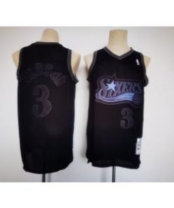 76ers 3 Allen Iverson Black Hardwood Classics Men Jersey