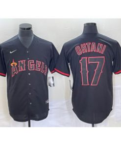 Angels 17 Shohei Ohtani Black Cool Base Men Jersey