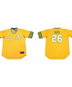 Athletics 26 JOE RUDI Yellow 1972 Throwback Men Jersey