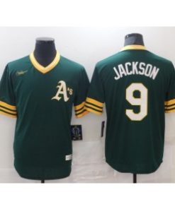 Athletics 9 Reggie Jackson Green Cool Base Men Jersey