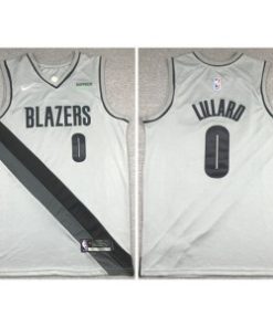 Blazers 0 Damian Lillard Grey Men Jersey