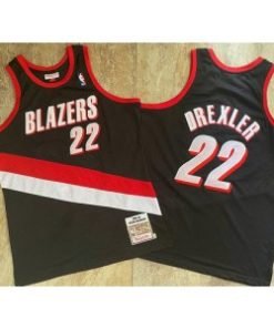 Blazers 22 Clyde Drexler Black 1991-92 Hardwood Classics Men Jersey