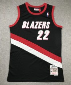 Blazers 22 Clyde Drexler Black Hardwood Classics Men Jersey