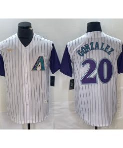 Diamondbacks 20 Luis Gonzalez White Throwback Men Jersey