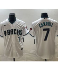 Diamondbacks 7 Corbin Carroll White Cool Base Men Jersey
