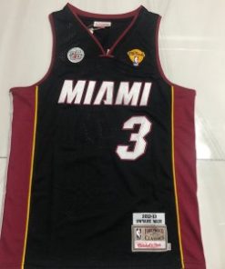 Heat 3 Dwyane Wade Black Hardwood Classics Men Jersey