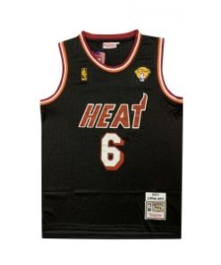 Heat 6 Lebron James Black Hardwood Classics Men Jersey