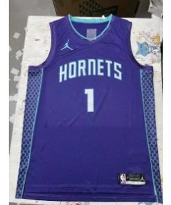 Hornets 1 Ball Blue Jordan Men Jersey