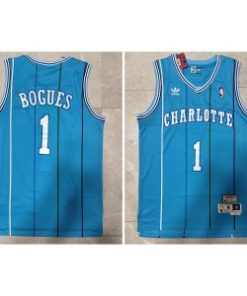 Hornets 1 Muggsy Bogues Blue Throwback Men Jersey