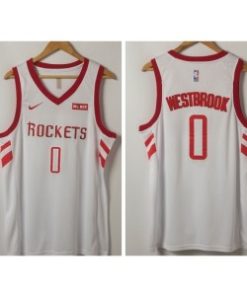 Houston Rockets 0 Russell Westbrook White Men Jersey