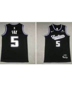 Kings 5 De'Aaron Fox Black City Men Jersey