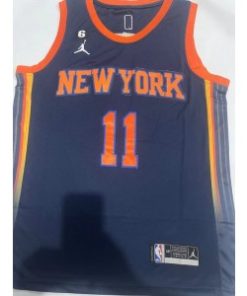 Knicks 11 Jalen Brunson Blue Jordan Men Jersey