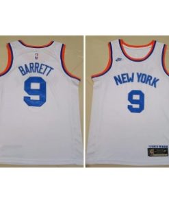 Knicks 9 R.J. Barrett White 75th anniversary Men Jersey