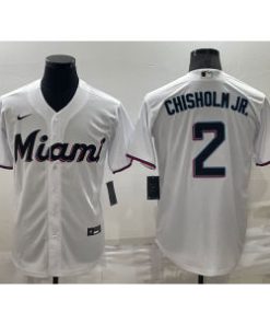 Marlins 2 Jazz Chisholm White Cool Base Men Jersey