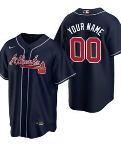 Men's Atlanta Braves Active Player Custom Navy Cool Base Stitched Jersey