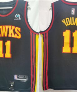 Men's Atlanta Hawks #11 Trae Young Black Stitched Jersey