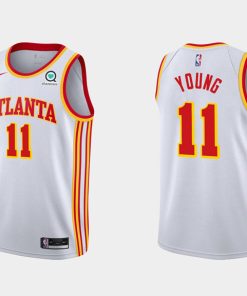 Men's Atlanta Hawks White #11 Trae Young Stitched Jersey