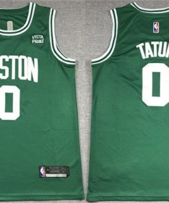 Men's Boston Celtics #0 Jayson Tatum Green No.6 Patch Stitched Basketball Jersey