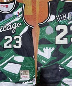 Men's Chicago Bulls #23 Michael Jordan Green White Black Stitched Basketball Jersey
