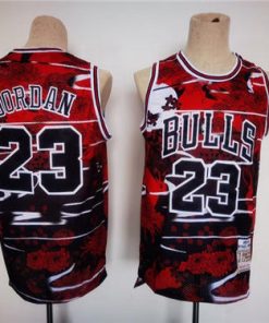 Men's Chicago Bulls #23 Michael Jordan Red Black Stitched Jersey