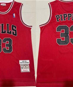 Men's Chicago Bulls #33 Scottie Pippen Red 1997-98 Throwback Stitched Jersey