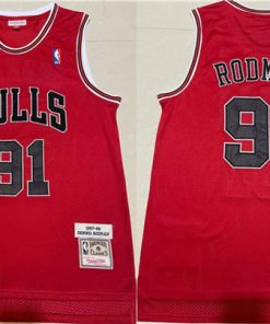 Men's Chicago Bulls #91 Dennis Rodman 1997-98 Red Throwback Stitched Jersey